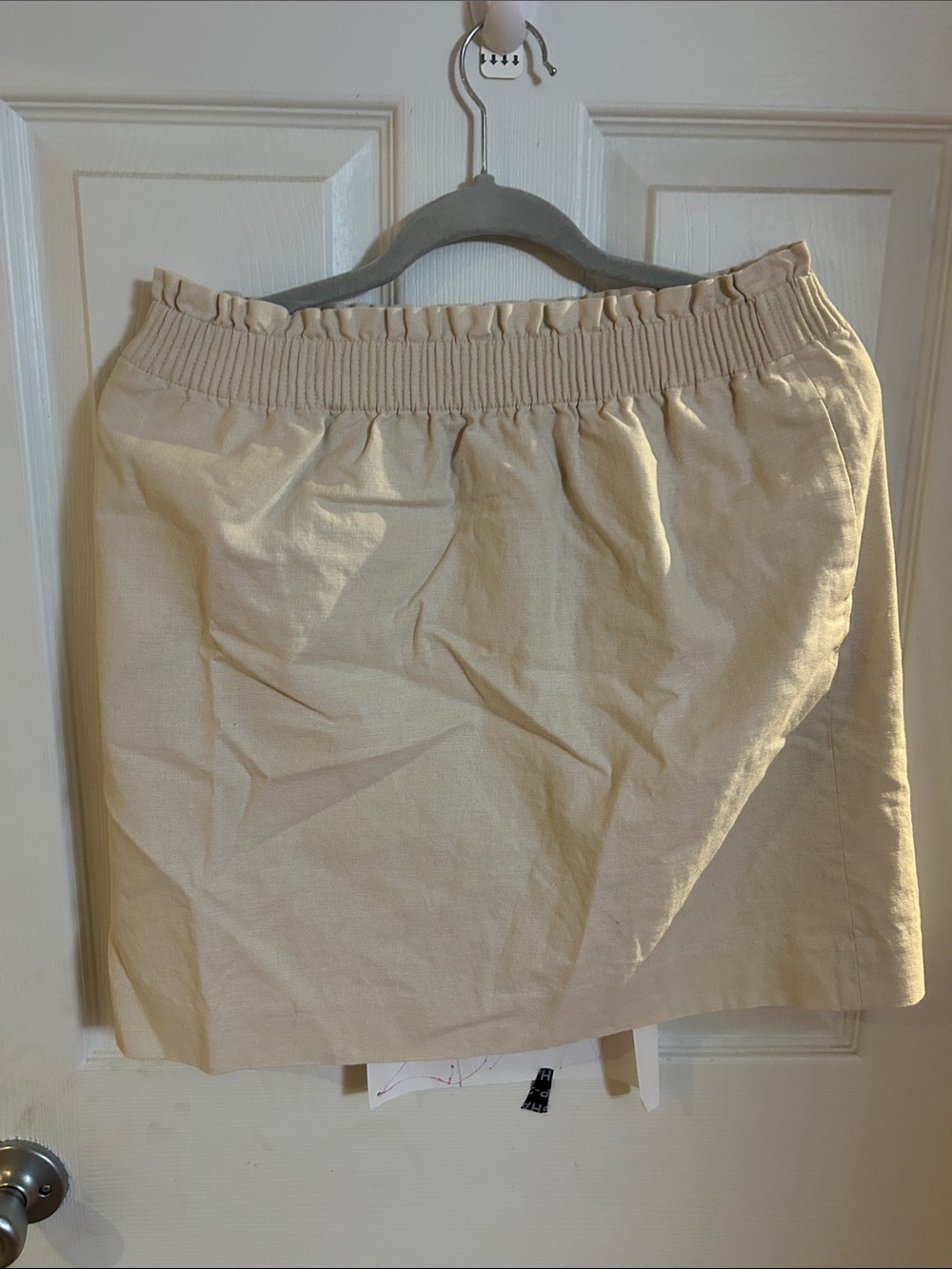 J Crew Cream Elastic Waist Mini Skirt